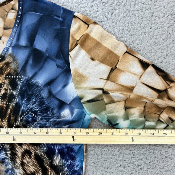 Valentina Blouse Pullover Geometric and Animal Shapes Size Medium 3/4 Sleeve - Picture 5 of 9